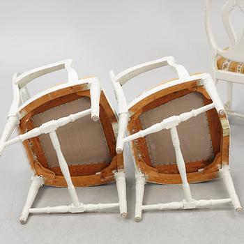 Four Gustavian style chairs, early 20th Century.