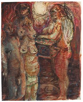 CO Hultén, ink and watercolour on paper, signed and executed 1946.