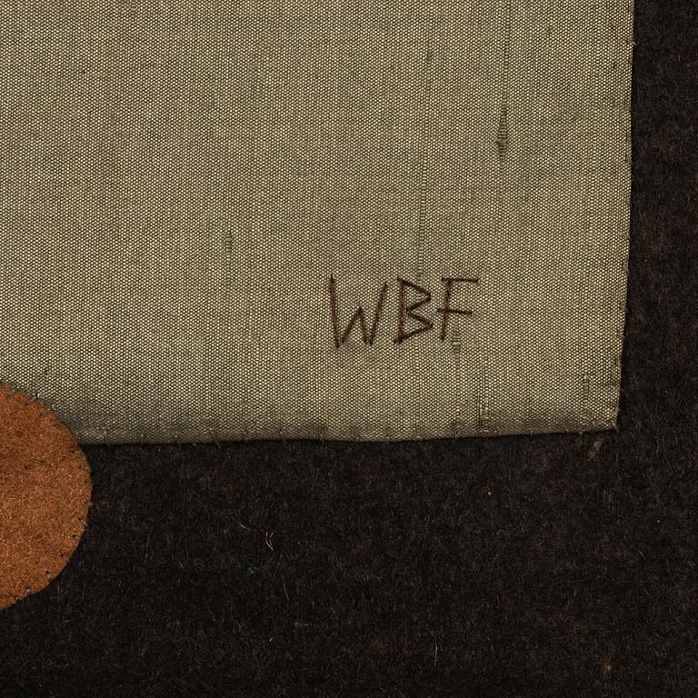 Wibeke Beck-Friis, collage in textile, signed WBF.