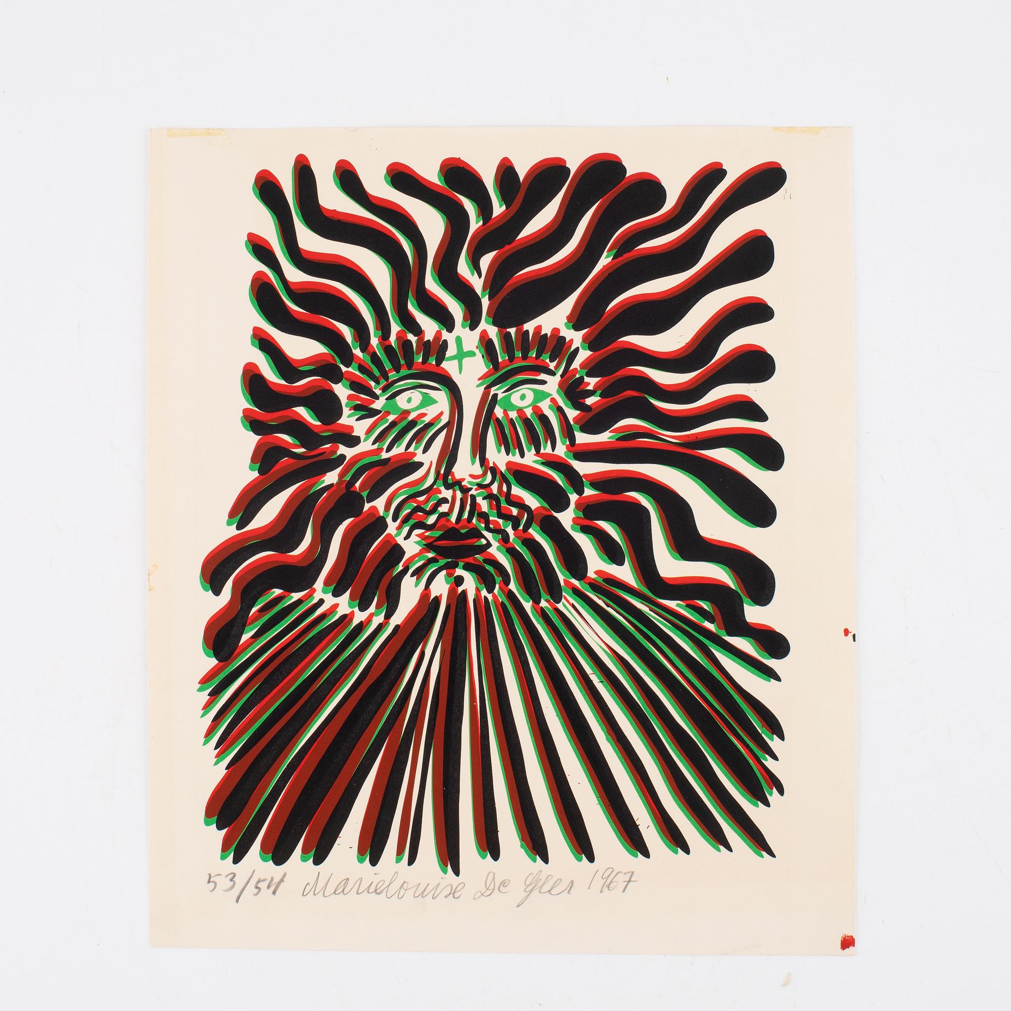 Marie-Louise Ekman, silkscreen in colours, 1967, 53/54.
