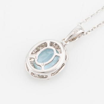 Necklace, 18K white gold with aquamarine and brilliant-cut diamonds.