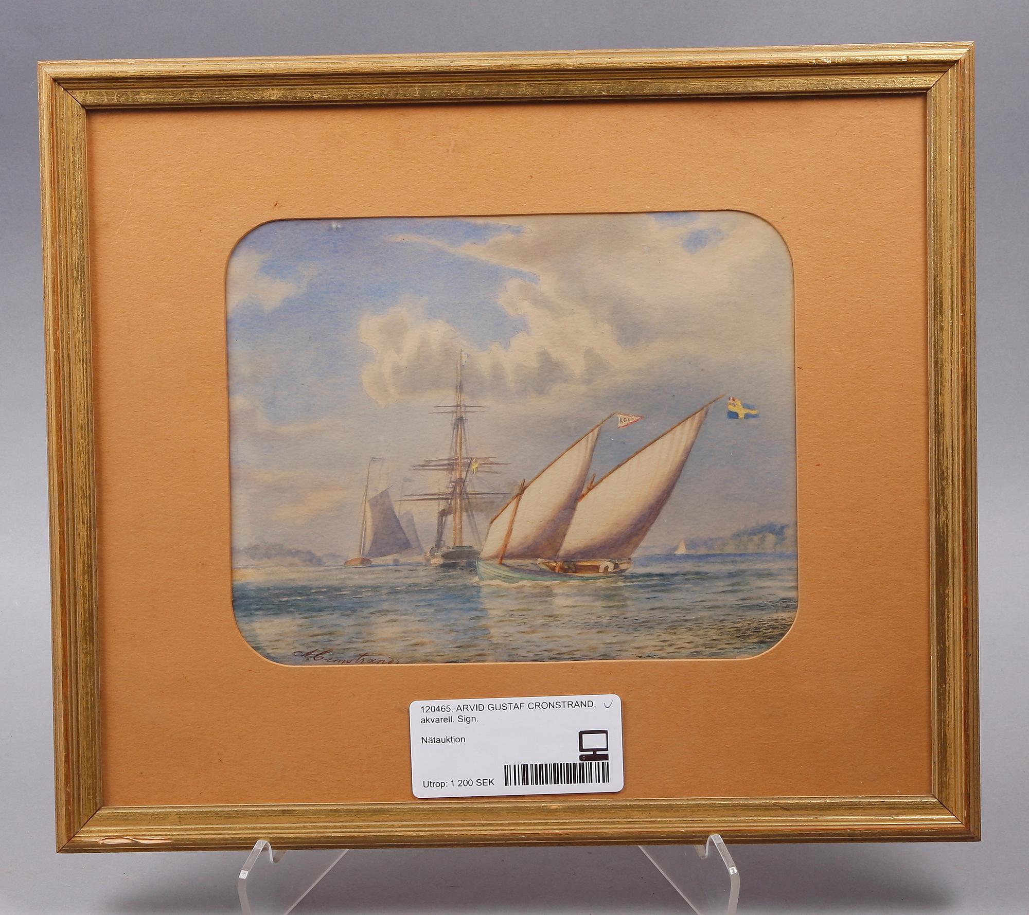 ARVID GUSTAF CRONSTRAND, akvarell. Sign.