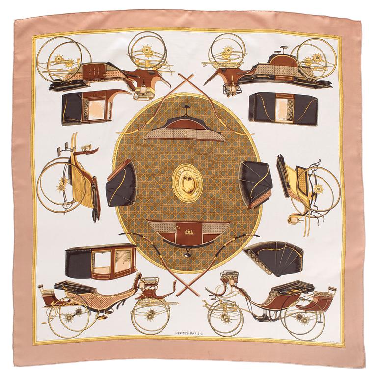 HERMÈS, scarf "Les voitures des transformation".