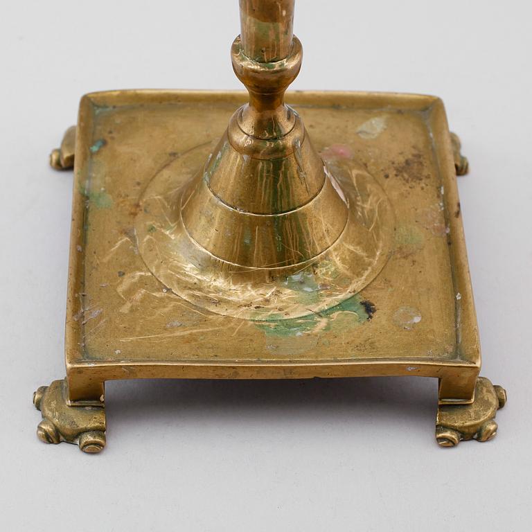 LJUSSTAKE, mässing, barock, 1700-tal.