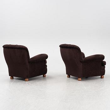 A pair of model 336 lounge chairs by Josef Frank for Firma Svenskt Tenn, designed 1934.