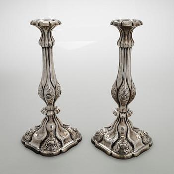 Candleholders, one, a pair, silver, Finnish import marks, 1933.