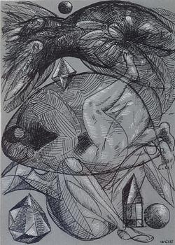 PETER WEISS, indian ink on paper, signed, executed in 1953.