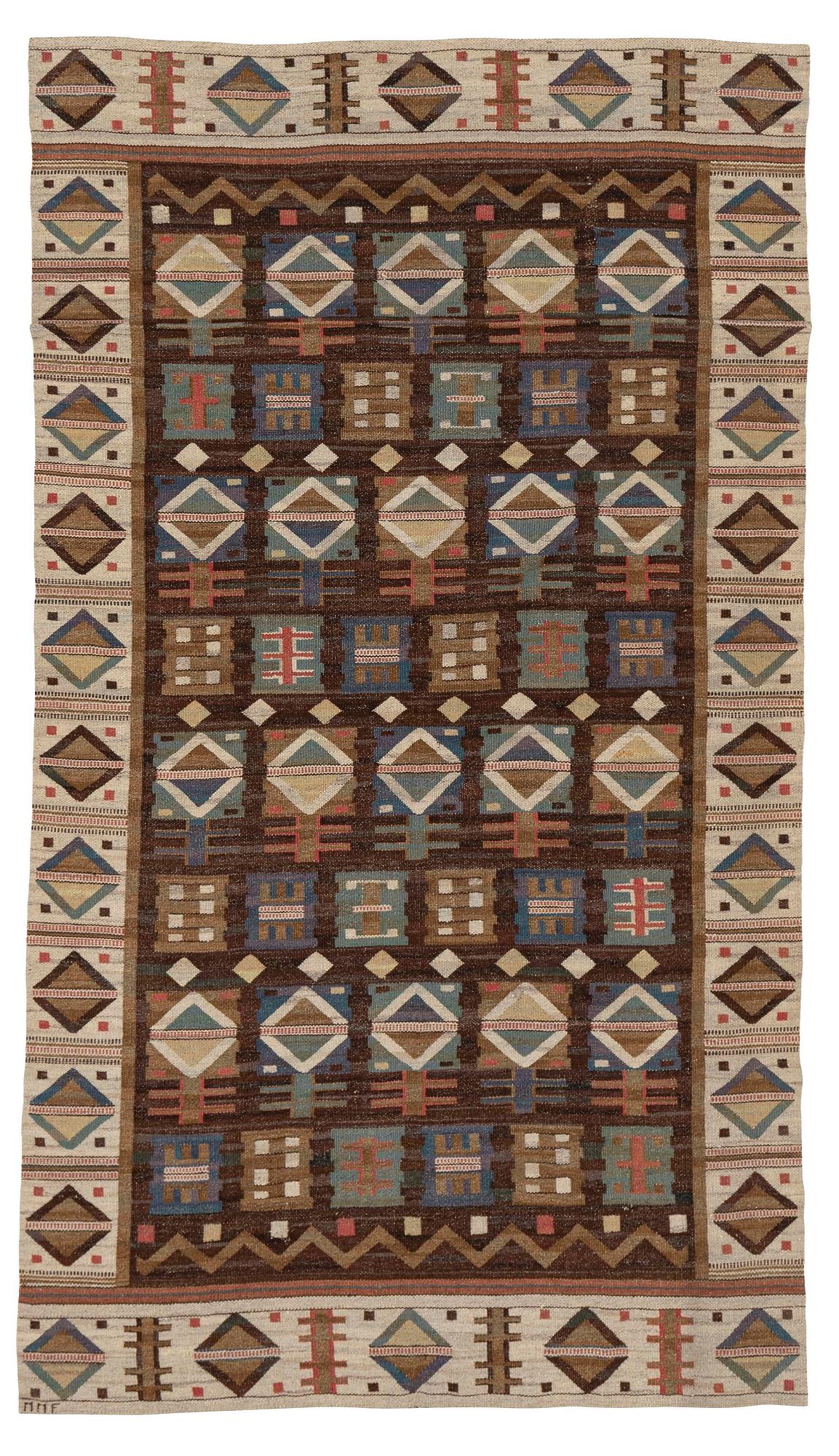Märta Måås-Fjetterström, a 'Renaissance' drape, flat weave, c. 248 x 144 cm, signed MMF.