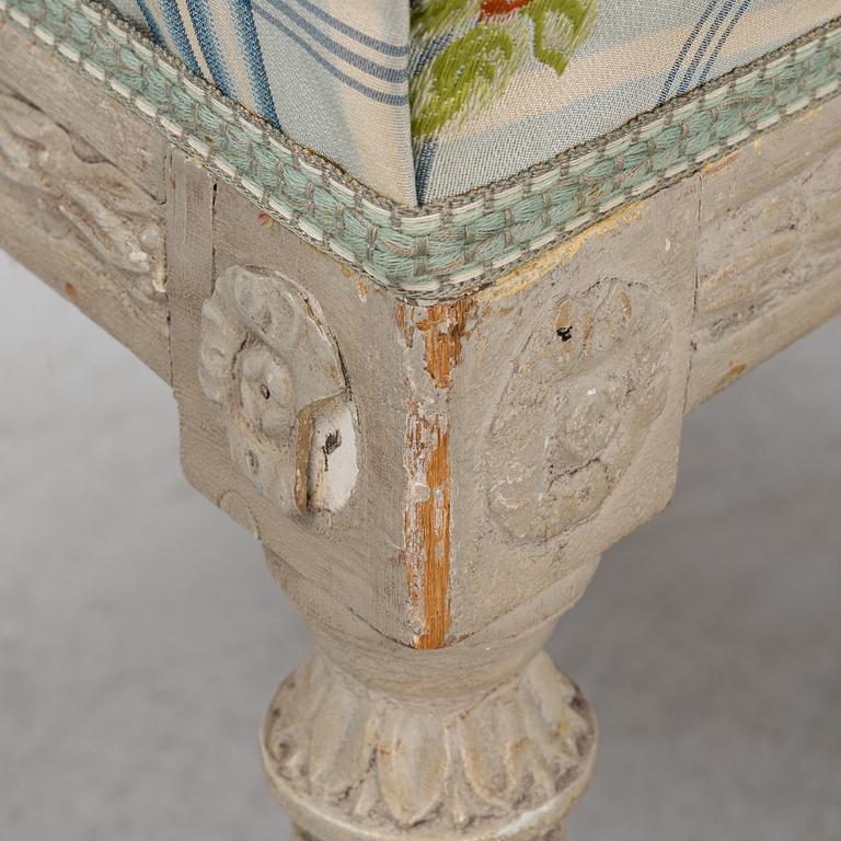 A set of four late Gustavian chairs, around the year 1800.
