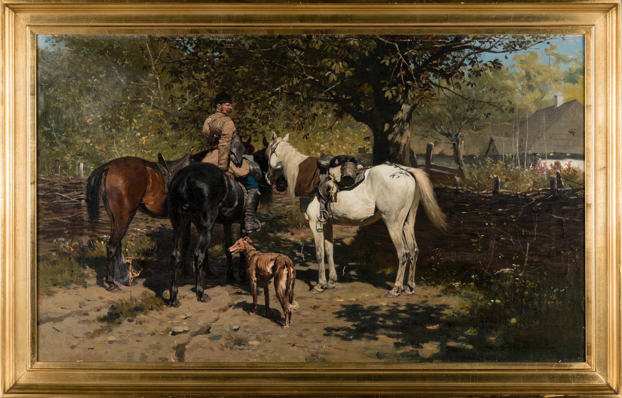 JOSEF VON BRANDT, öljy kankaalle, signeerattu ja päivätty 1883.