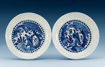 1680. Two blue and white dishes, Ming dynasty, Wanli (1573-1613).