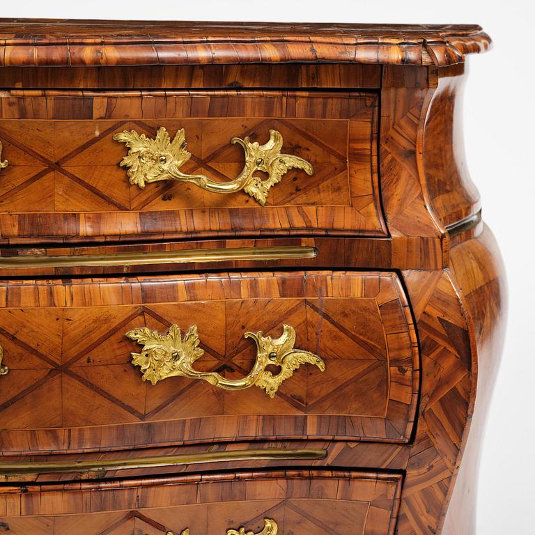 A Swedish parquetry rococo commode, Stockholm, later part 18th century.