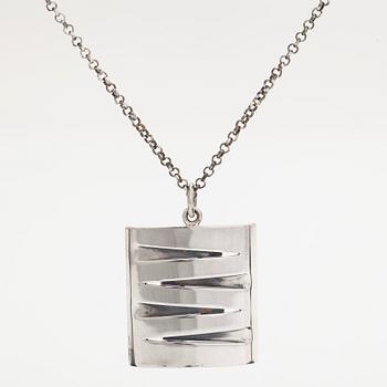 Elis Kauppi, a silver and amethyst pendant, Kupittaan Kulta, Turku 1964, with chain in sterling silver.