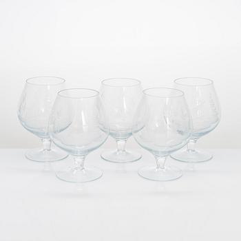 Drinking glasses, 21 pcs, with animal motifs, possibly Germany, late 20th century.