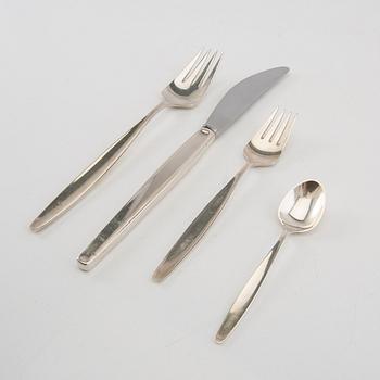 Tias Eckhoff, silver cutlery 48 pcs "Cypress" for Georg Jensen Copenhagen Denmark.