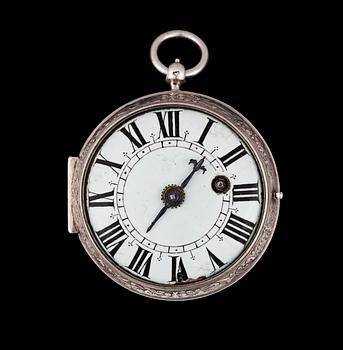 A silver verge pocket watch, Meynier, France, first half of 18th century.