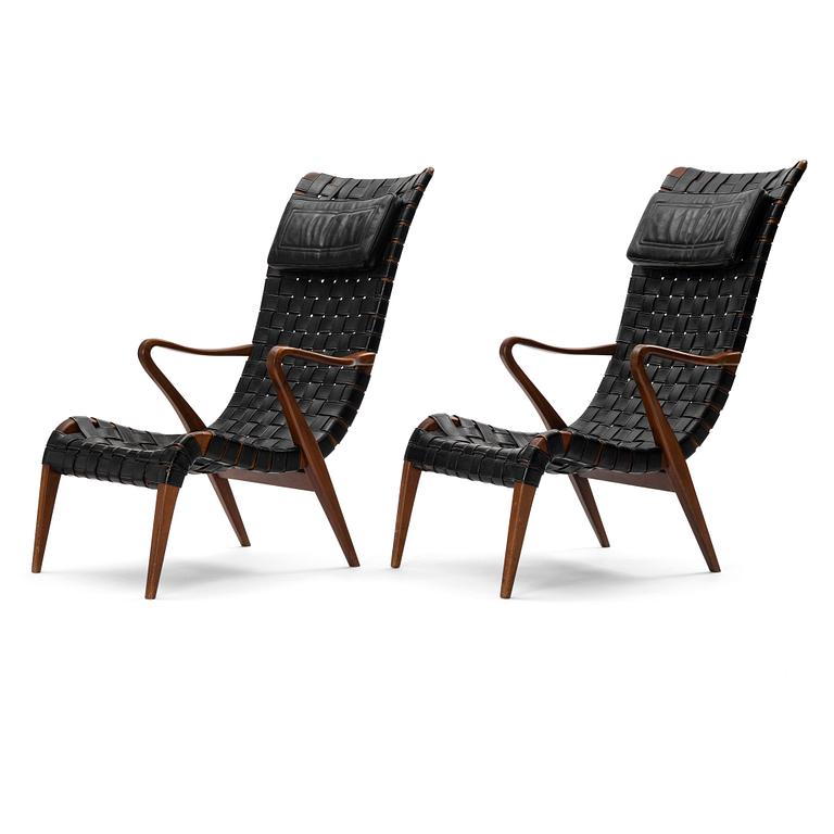 Axel Larsson, a pair of armchairs, Svenska Möbelfabrikerna Bodafors, Sweden, 1940s.