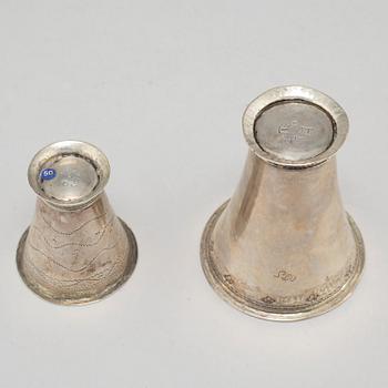 Two silver beakers by  Petter Sundelius, Visby (1785-1813) and Conrad Heitmüller, Nyköping, (1735-1779).