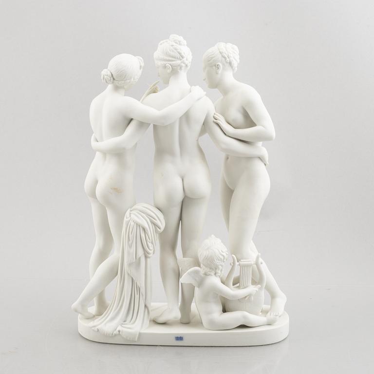 Bertel Thorvaldsen, after. Figure group, parian, "The Three Graces", Royal Copenhagen, Denmark.