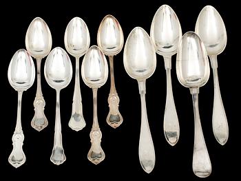 MOCKA- samt KAFFESKEDAR, 17 st, silver, C.G Hallberg, Stockholm, 1900-tal, total vikt 269.