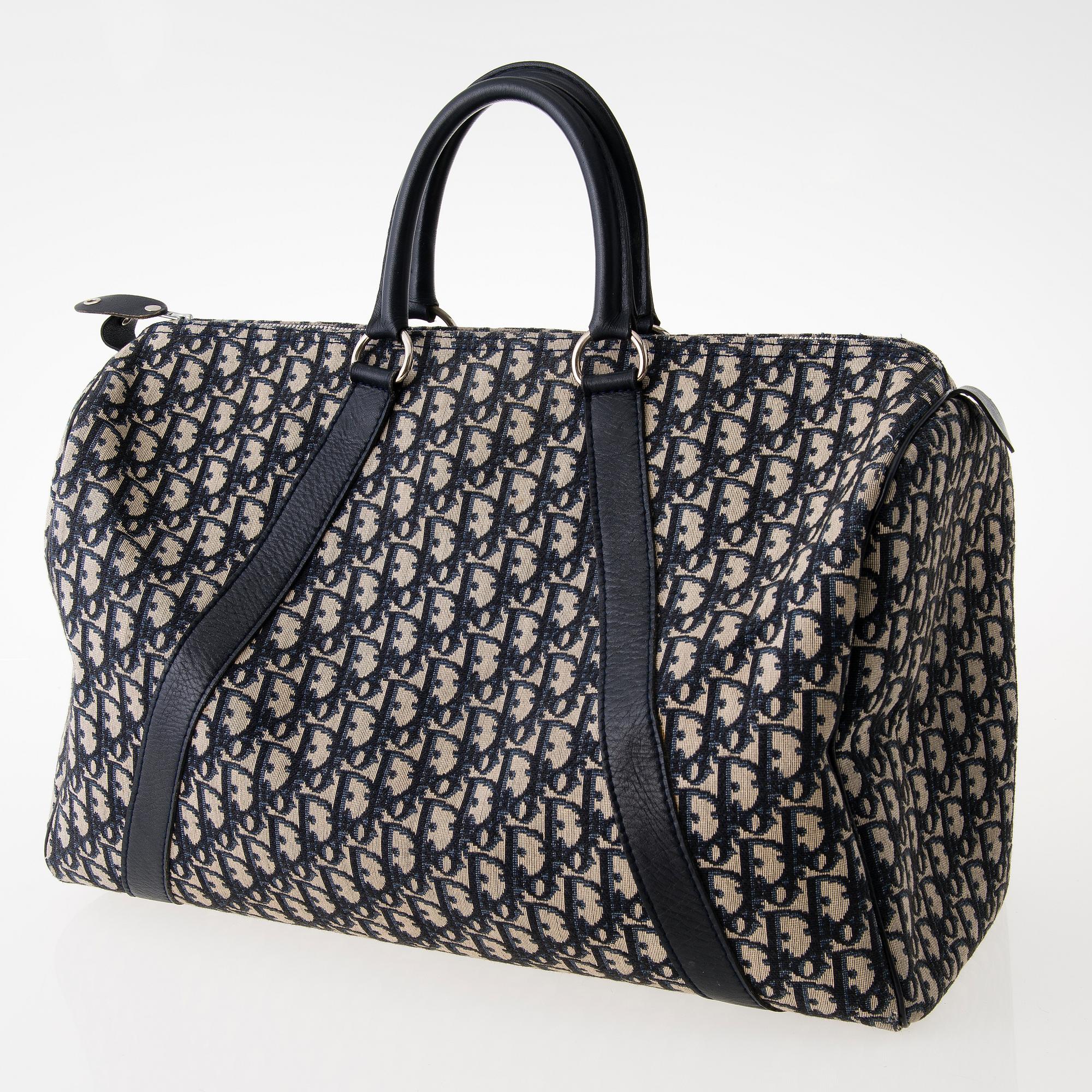 CHRISTIAN DIOR Vintage Blue Logo Travel Bag.