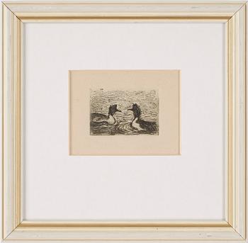 AXEL TÖRNEMAN, teckningar i akvarell, etsning, kolkrita samt blyerts, tot 4 st, delvis signerade.