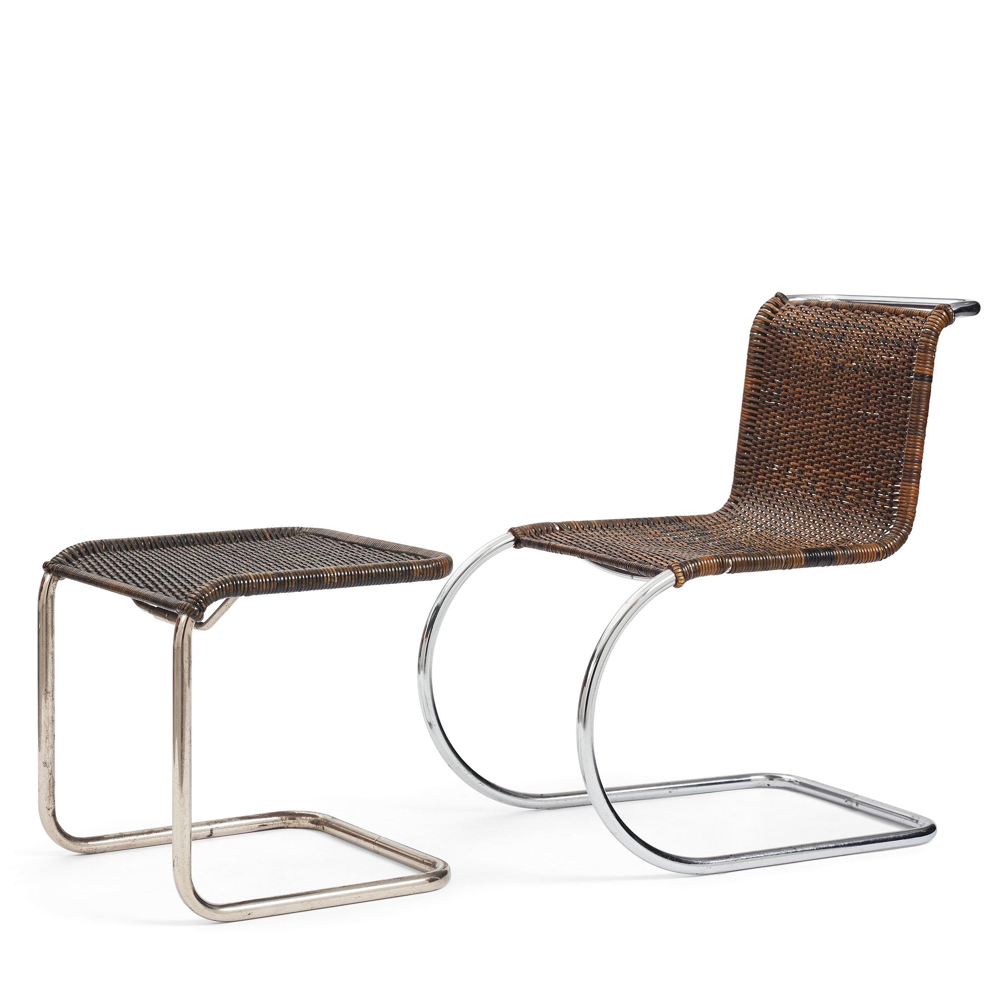 Ludwig Mies van der Rohe, stol samt fotpall, modell "MR10",  Berliner Metallgewerbe Josef Müller eller Bamberg Metallwerkstätten, ca 1926-27.