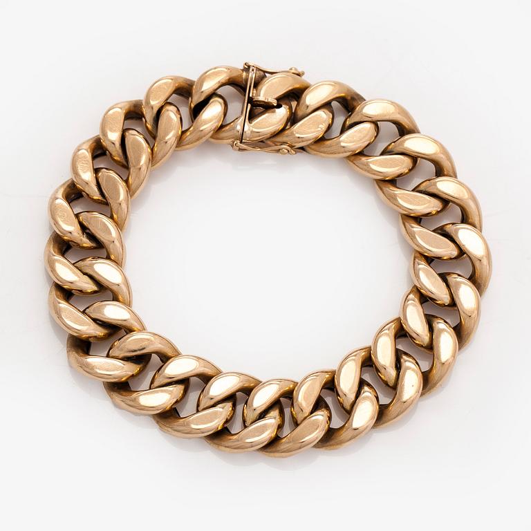 Rannekoru, panssariketju, 14K kultaa, Westerback, Helsinki 1977.