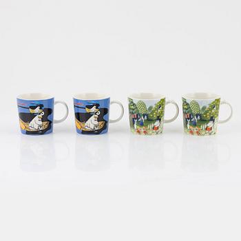 17 Moomin Characters porcelain mugs, Arabia, Finland.