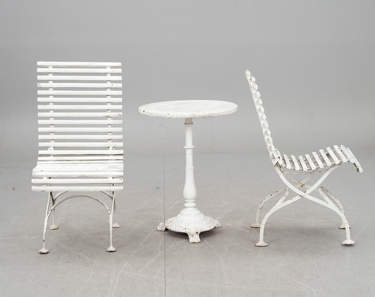 TRÄDGÅRDSMÖBLEMANG, 3 delar, 18/1900-tal.