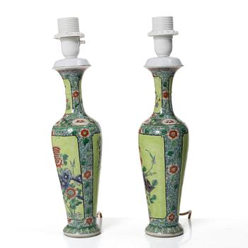 A pair of vases/table lamps, China, end of the Qing dynasty/around 1900.