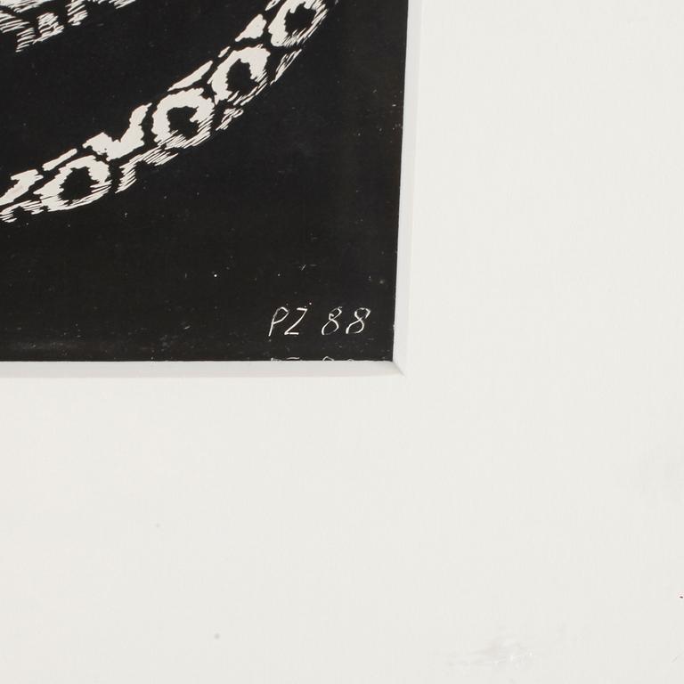 PETTER ZENNSTRÖM, skrapkartong. Monogramsignerad o daterad- 88.