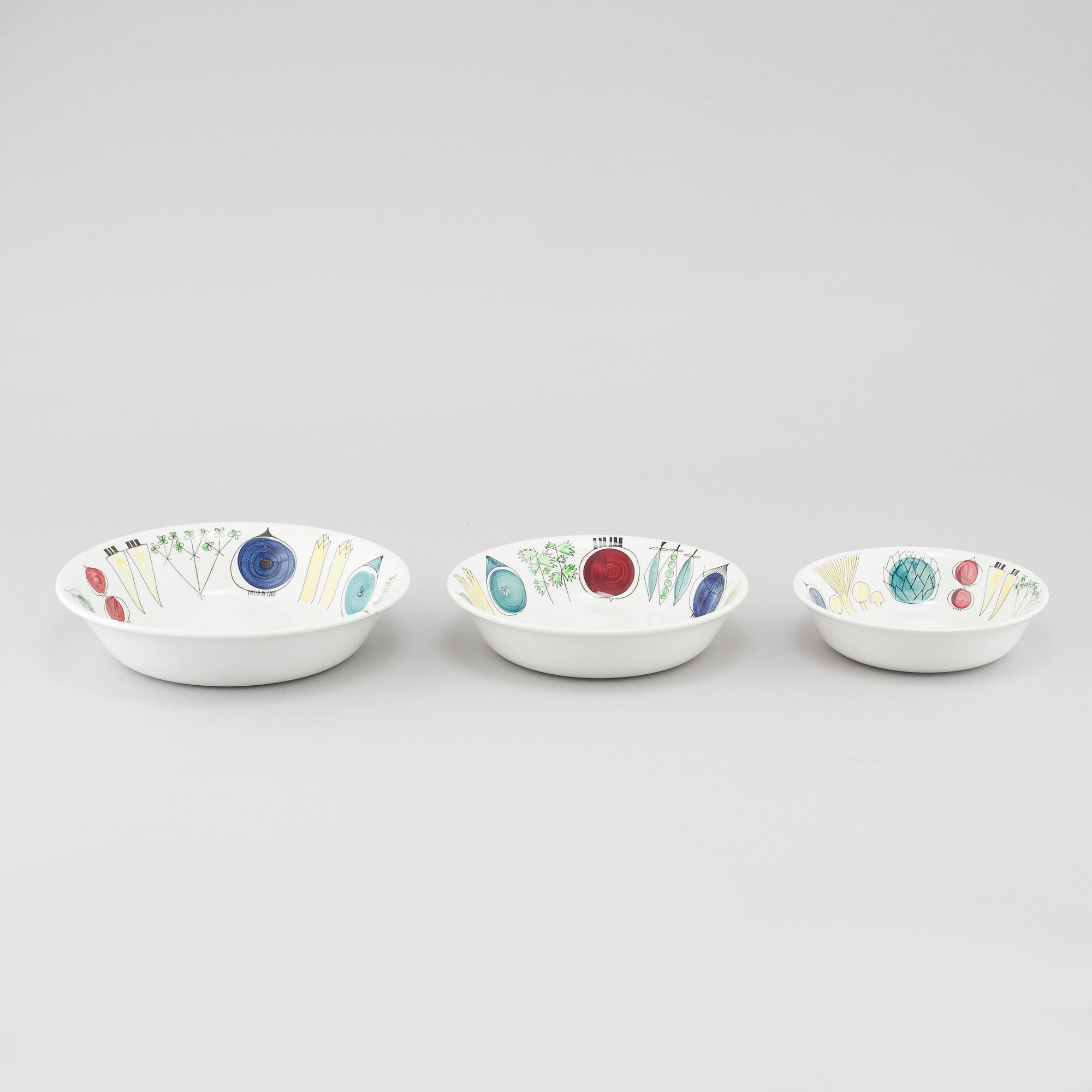 MARIANNE WESTMAN, servisdelar, 11 st, flintgods, "Picknick" samt "Pomona", Rörstrand.