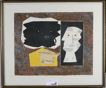 Max Papart · MAX PAPART, etsning med collage, sign o numr 68/75.