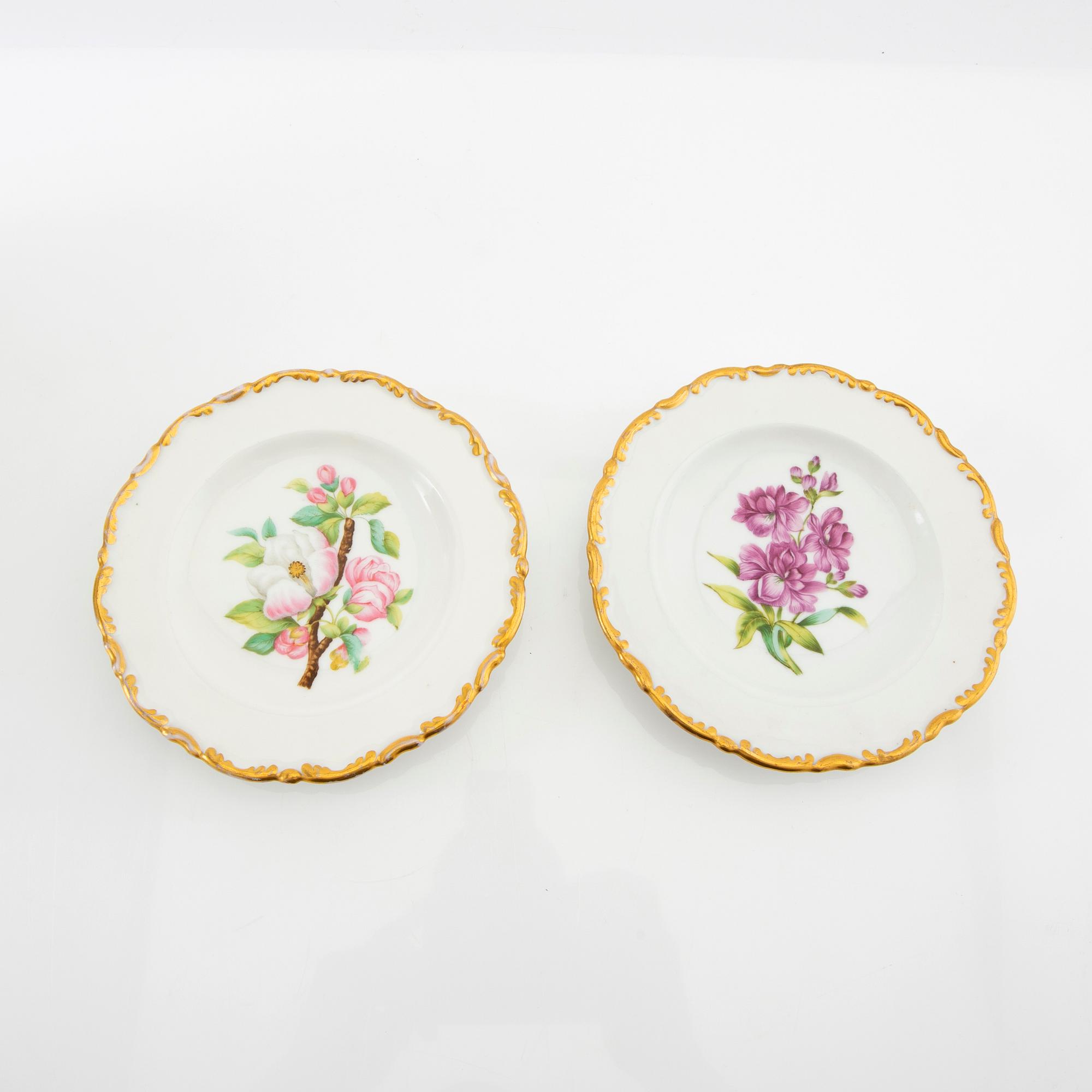 Side plates 30+11 pcs 19th century second half, porcelain.