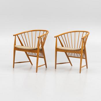 Sonna Rosén, armchairs, a pair, "Solfjädern", Nässjö Stolfabrik.