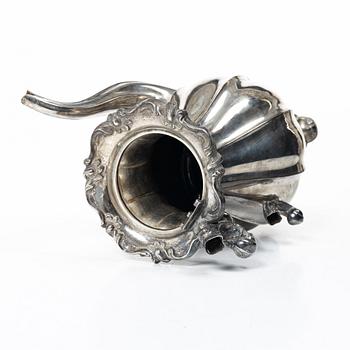 A Swedish silver coffee pot, mark of Christian Hammer, Stockholm 1856.