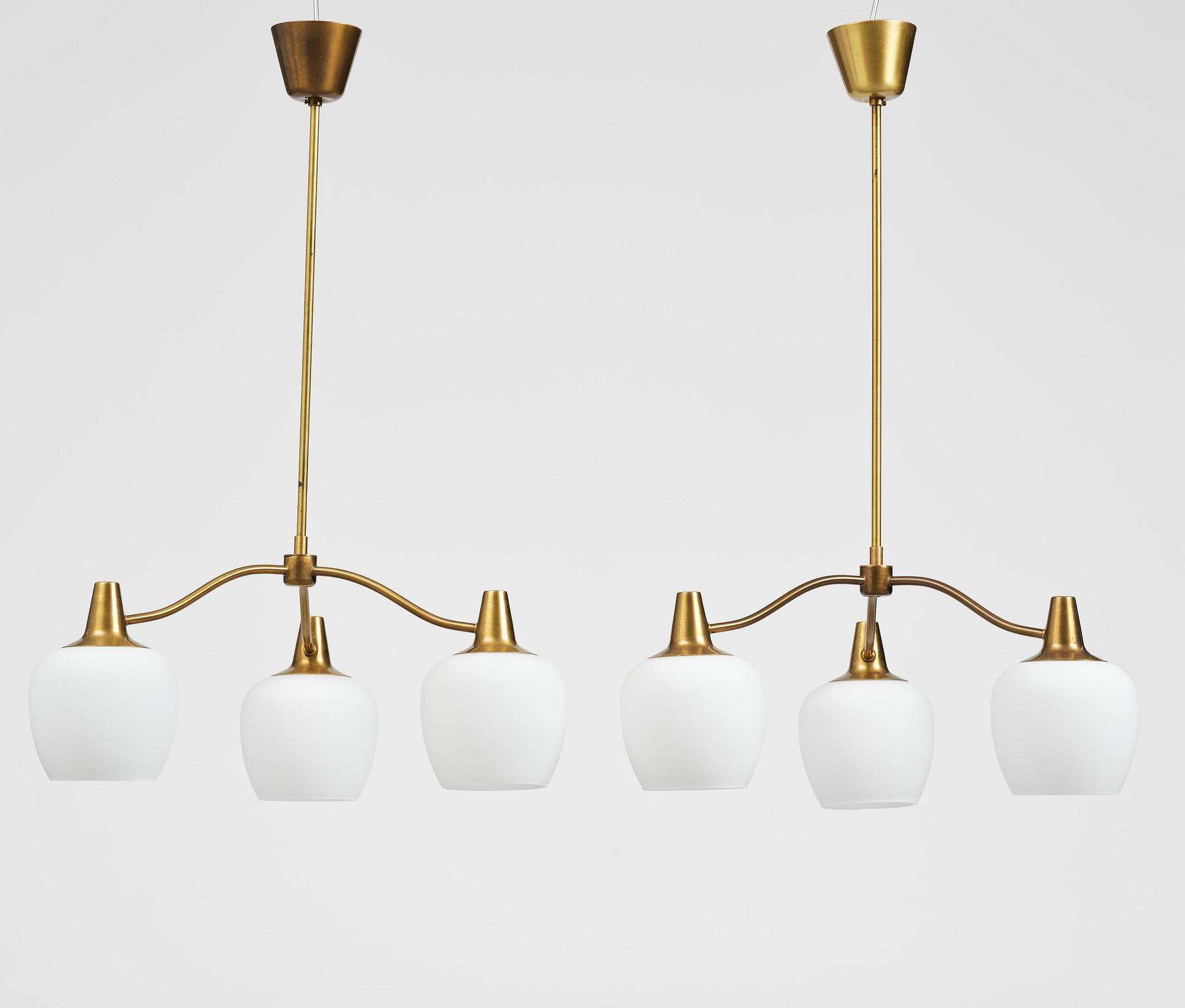 Harald Notini, a pair of ceiling lamps model 11954, Arvid Böhlmarks Lampfabrik, Stockholm, 1950s.