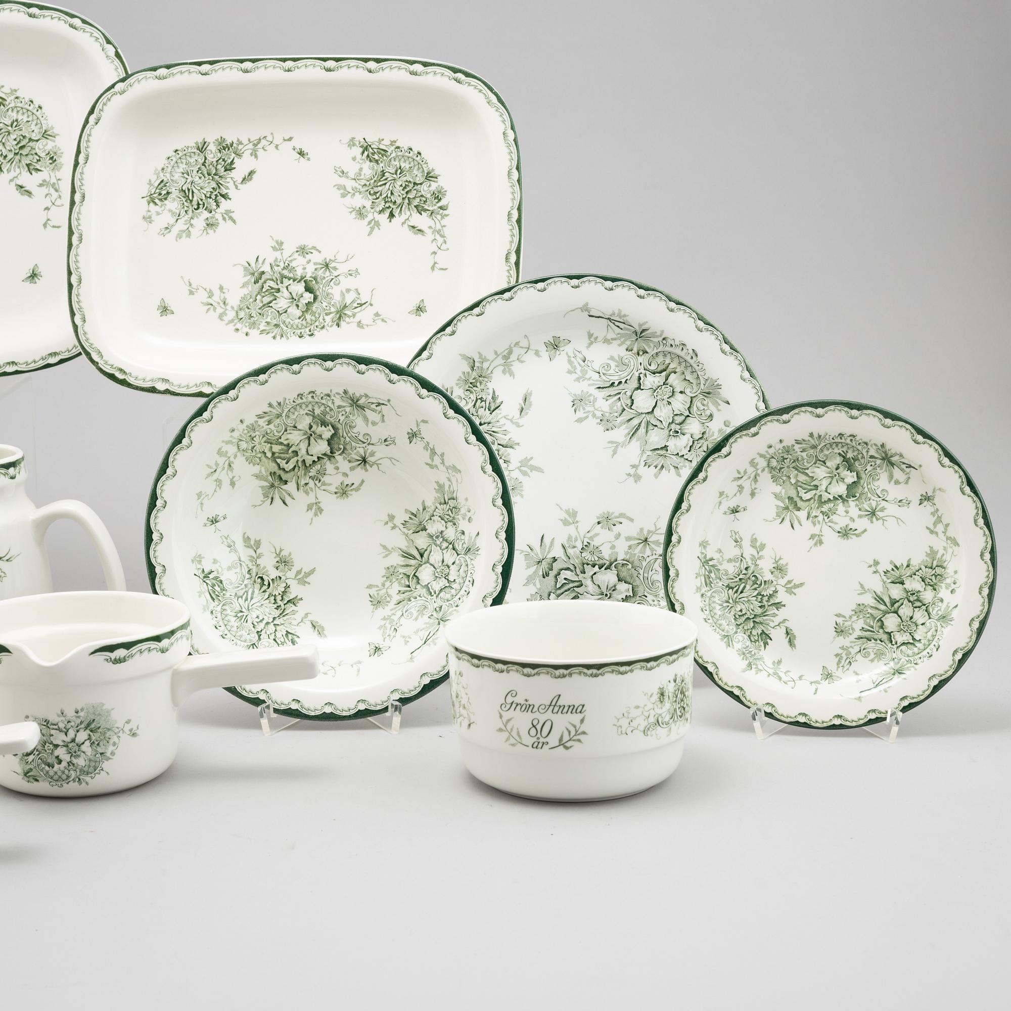 A 45 piece flintware 'Grön Anna',  dinner service, Rörstrand.