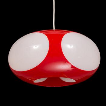 An interior set in red plastic from the 1970s, 7 parts.