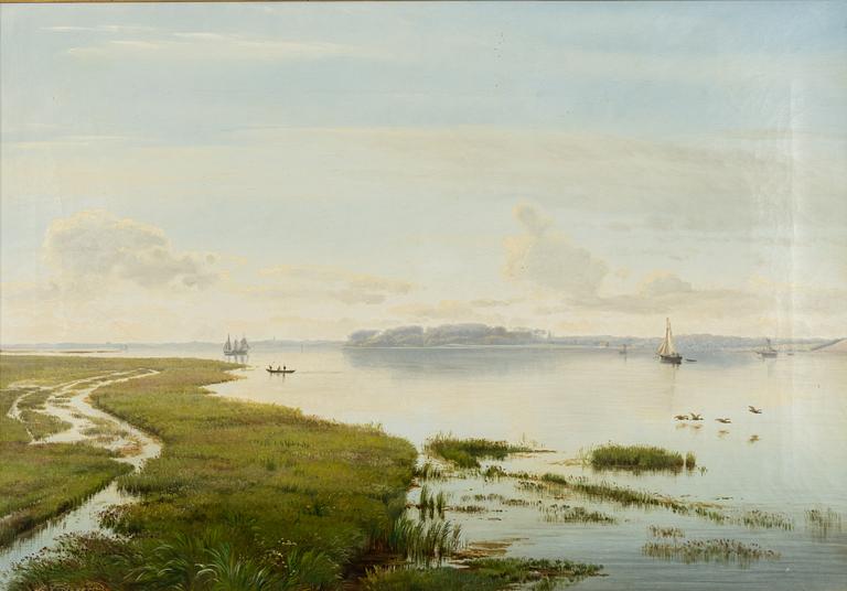Carl Frederik Aagaard, Inland Landscape with Boats.