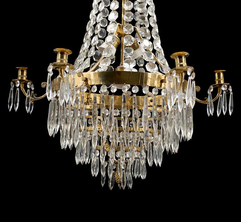 An empire style chandelier from the second half of the 20th century.