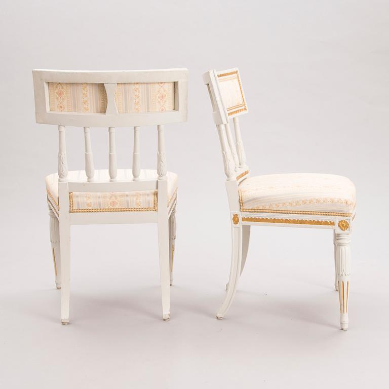 Set of four gustavian chairs, one of which signed by Erik Öhrmark, circa 1800.