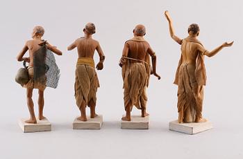 FIGURER, 4 st, terracotta, orientaliska, 1900-talets mitt.