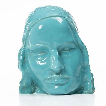 Monogramsignerad, porträttmask, stengods, 1910-30-tal.