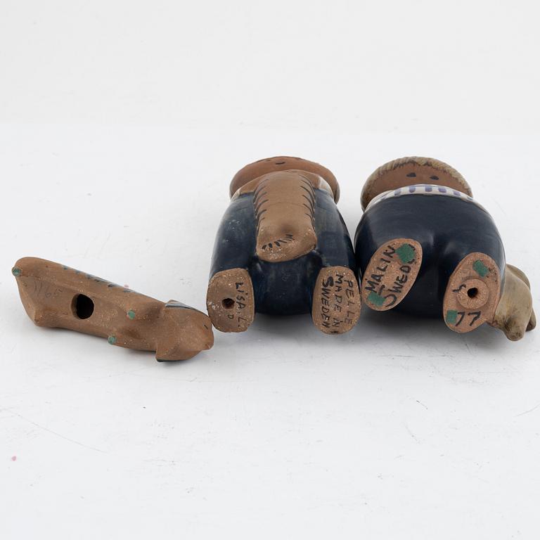 Lisa Larson, a set of three stoneware figurines, Gustavsberg.