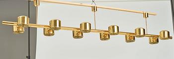 Hans-Agne Jakobsson, a 12 lights brass ceiling lamp, model 746/12, Markaryd Sweden, 1960-70's,