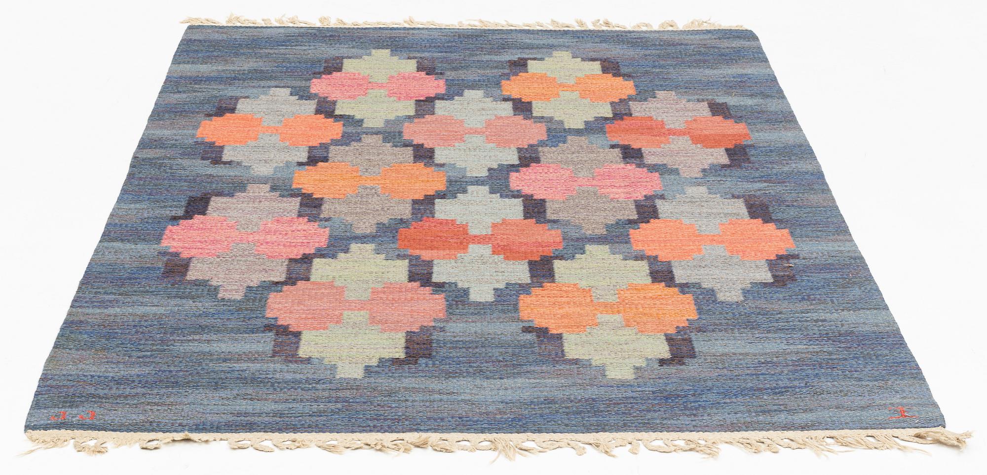 Judith Johansson, matta,  "Lyktor", rölakan, ca 204 x 140 cm, signed JJ.