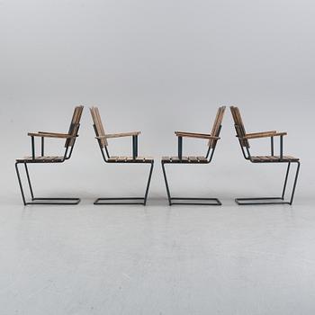 Artur Lindqvist, four garden 'A2' armchairs, Grythyttan, late 20th Century.