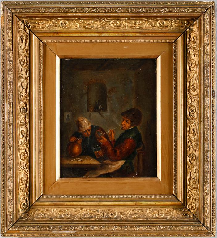 ADRIAEN VAN OSTADE, hans art, olja på pannå, sannolikt 1800-tal.